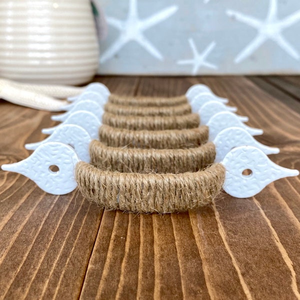 Rope Wrapped Handle, Beach House Decorative Pull, Beach Decor, Nautical Decor, Jute Cabinet Hardware, Natural Rope Handle, White Pull & Knob