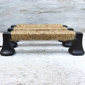 Rope Nautical Drawer Pull, Hand Tied Rope Cabinet Handle, Beach House Decor, Coastal Modern Pull 3-3/4" 96 mm on Center Cocoa Bronze