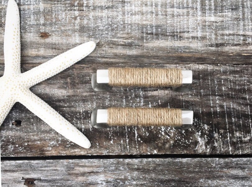 Nautical Rope Wrapped Drawer Pull, Beach House Decor, Coastal Farmhouse ...