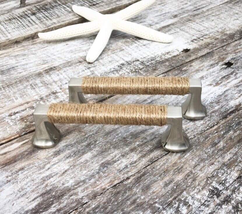 Rope Pulls Nickel, Rope Drawer Pulls, Coastal Drawer Pulls