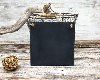 Rustic Square Chalkboard Sign: Hanging Message Board, Kitchen Decor (8x8)