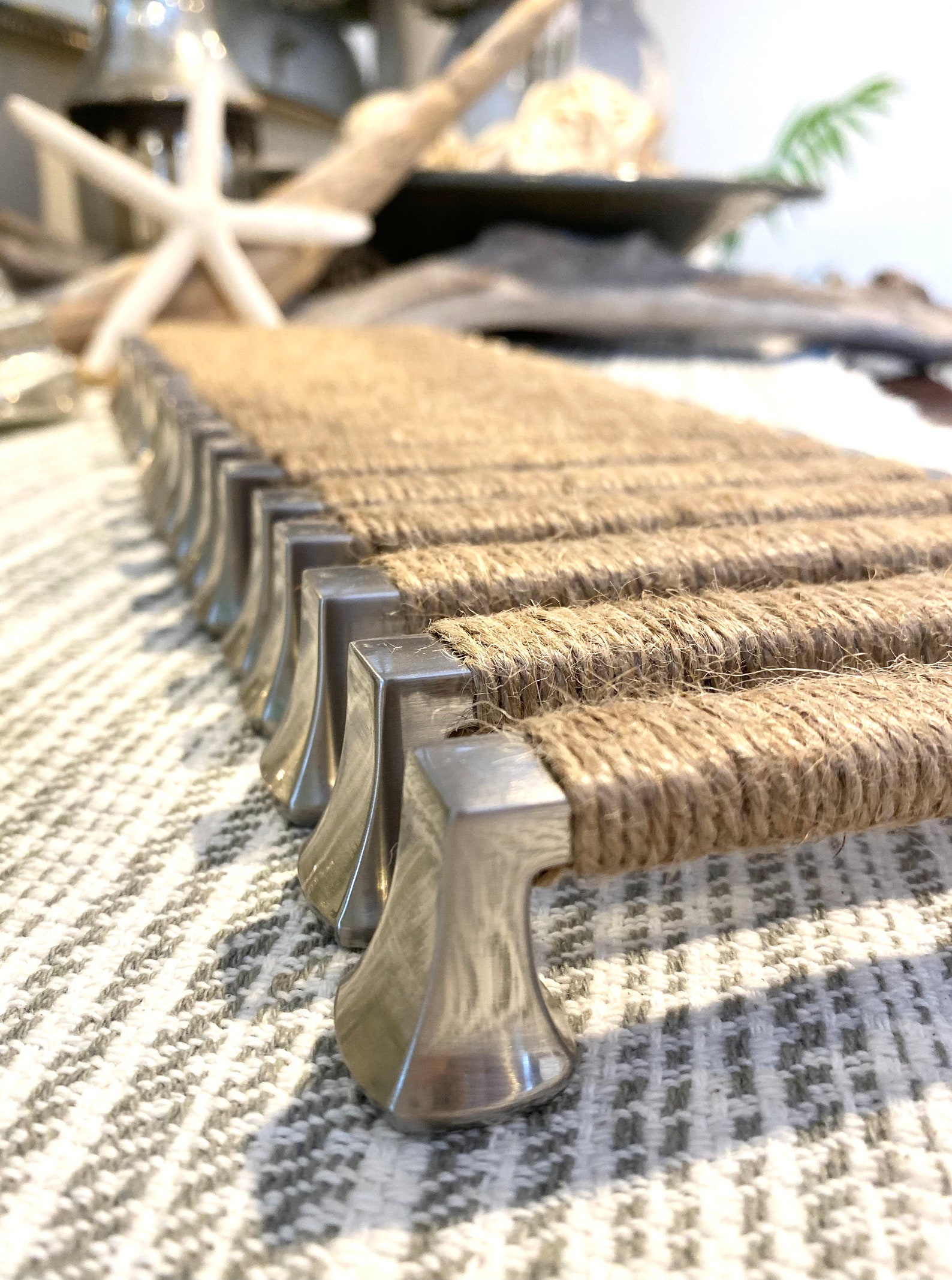 Beach House Decorative Pull, Jute Rope Wrapped Cabinet Handle, Coastal ...