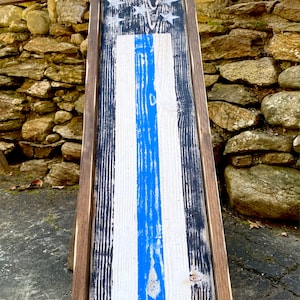 Wood Thin Blue Line Flag, Police Flag Sign, Rustic American Flag, USA Sign, Merica, Distressed ...