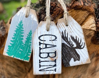Rustic Cabin Sign, Moose Tree Wilderness Sign, Log Cabin Sign, Wood Door Tag, Rustic Wood Cabin Decoration, Lake House Decor, Christmas Gift