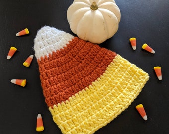 Crochet Candy Corn Hat - Sizes Baby to Adult - FREE SHIPPING!