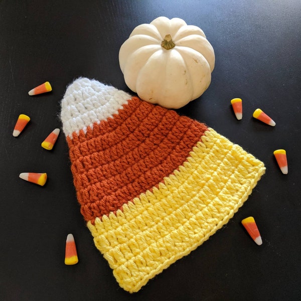 Crochet Candy Corn Hat - Sizes Baby to Adult - FREE SHIPPING!