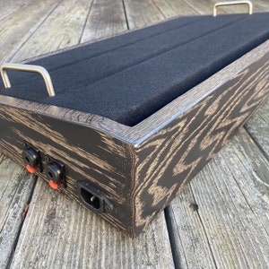 Pedal Board // Guitar Bass Keyboard Instrument Pedalboard // Pedal Organizer // Painted Red Oak Wood Construction // Powered