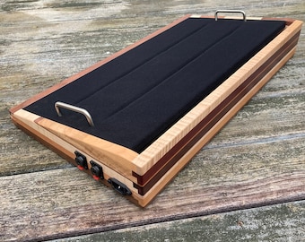 Pedal Board // Guitar Bass Keyboard Instrument Pedalboard // Pedal Organizer // Recycled Various Woods Construction // Powered