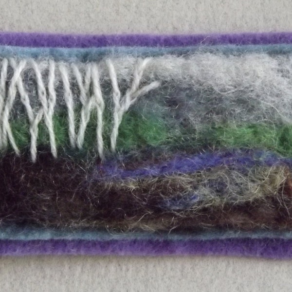 Birch Trees Hand Felted Brooch Landscape in Wool Wearable Art