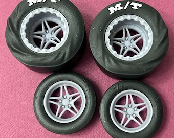 1/24 Scale: 17/15-inch “Weld S81” Wheels W/Wrinkled Drag Slicks; Resin, 3D print