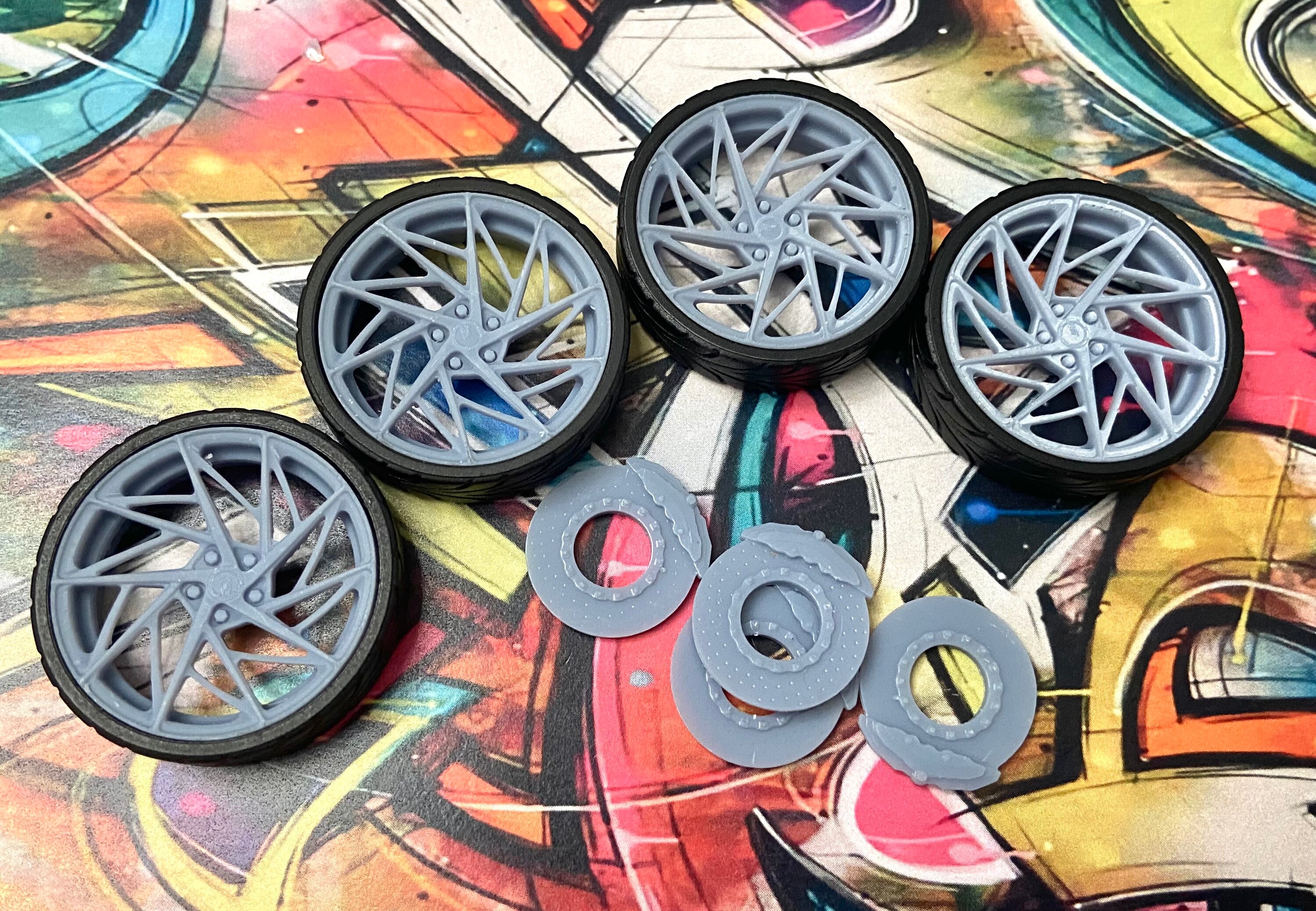 1/24 Scale Resin Model Car Wheels/Tires – 26" 'Dubs Insanity', 3D Print, Unpainted