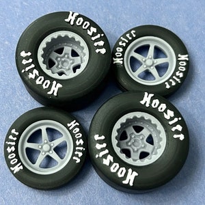 Hars 15/17 schaal inch &quot;Alumastar&quot; wielen met drag slicks 1/24, 3D geprint