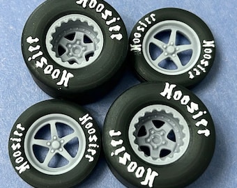 Resin 15/17 Scale inch “Alumastar” Wheels With Drag Slicks 1/24, 3D printed