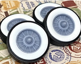 "Resin 15-Zoll ""Cadillac El Dorado"" Räder, mit breiten Weißwandreifen, Maßstab 1:24 1:25."