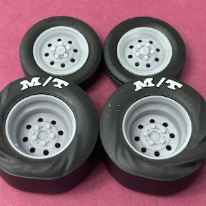 Schaal 1/24: 17/15 inch “Weld Draglite” wielen met gerimpelde drag slicks; Hars, 3D-print