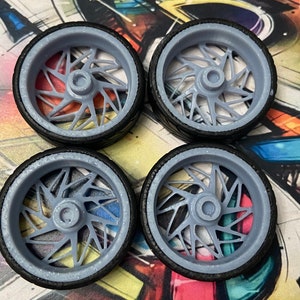 1/24 Scale Resin Model Car Wheels & Tires - 'Dubs Razr' 26-Inch, For Donk/Retro Builds