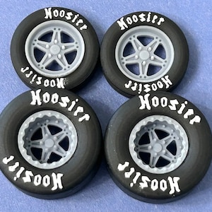 Hars 15/17 schaal inch &quot;Billet Specialties Comp 5&quot; wielen met drag slicks 1/24, 3D geprint