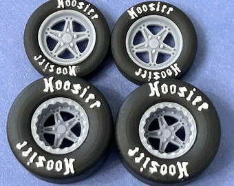 Resin 15/17 Scale inch “Billet Specialties Comp 5” Wheels With Drag Slicks 1/24, 3D printed