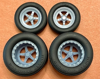 3D Printed Resin 17/15 Scale inch Weld S71 Drag Wheels With Cheater Slicks 1/24, 1/25