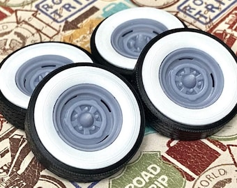 "Resin 15-Zoll ""Chrome Reverse"" Räder, W / Whitewalls, Maßstab 1:24 1:25."