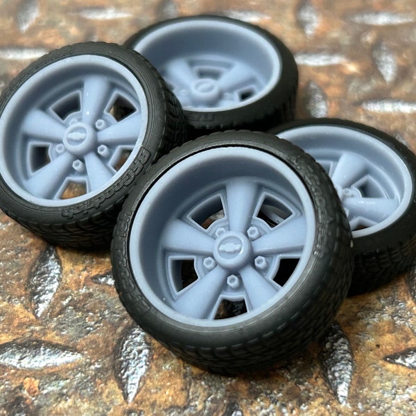 1/24 scale staggered offset 70s Camaro  wheels for model cars, 21/20 scale-inches; 3D Printed.