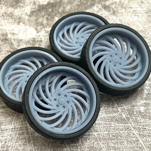 thumbnail image 2 of 1/24 Scale Resin Model Car Wheels & Tires - 'Dubs Razr' 26-Inch, For Donk/Retro Builds 2 of 4