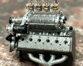 3D gedruckter aufgeladener V12 Flachkopfmotor für Modellautos, 1:24 1:25.