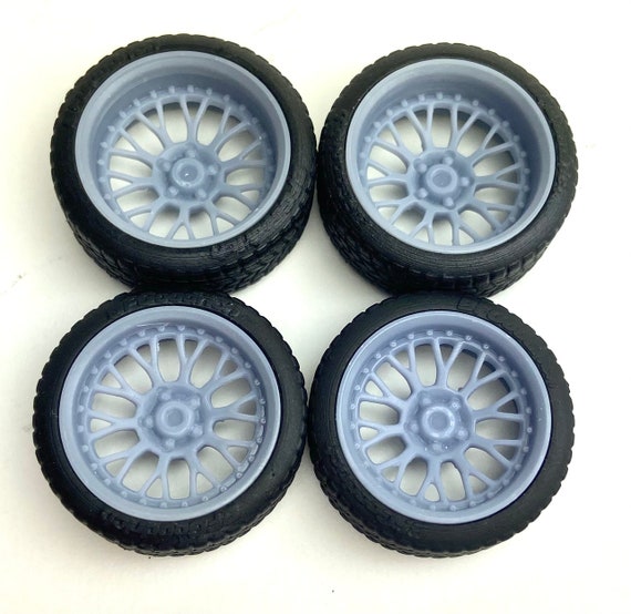 1/24 Scale BBS F1 Style Wheels & Tires For Model Cars – Resin 3D Printed Set