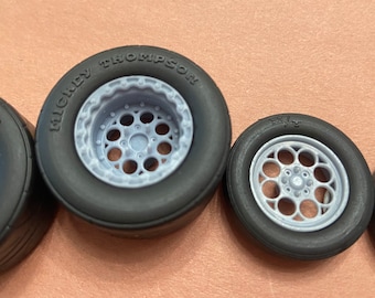 3D Printed Resin 17/15 Scale inch Weld Magnum Drag Wheels With Cheater Slicks 1/24, 1/25