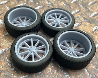 Jantes et pneus de style «Rambler» imprimés en 3D à l'échelle 21/20 pouces pour modèle de voiture 1/24 1/25, décalage et diamètre décalés