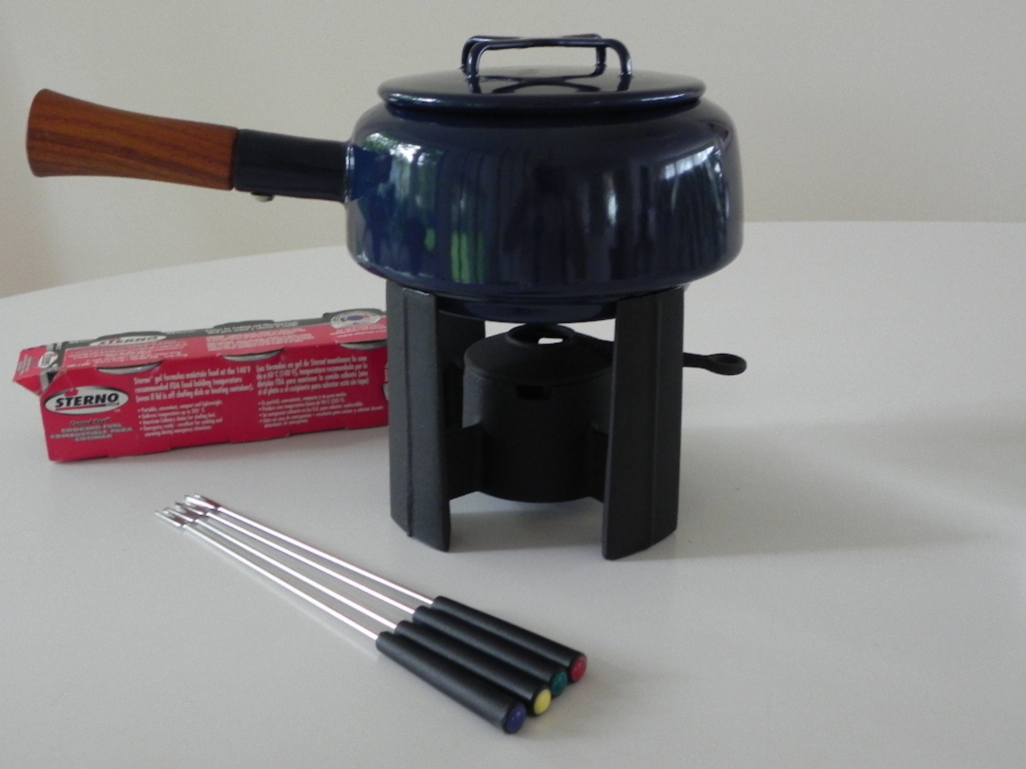 Dansk Kobenstyle Red Enamel Mid Century Fondue Pot (c.1960s