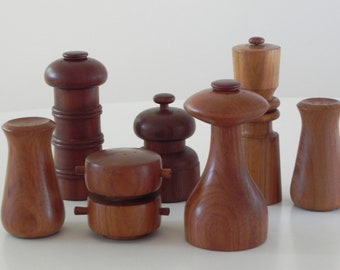 DANSK Teak Pepper mill Peppermill JHQ IHO Quistgaard Denmark Danish Peugeot Set of 7 Vintage Original