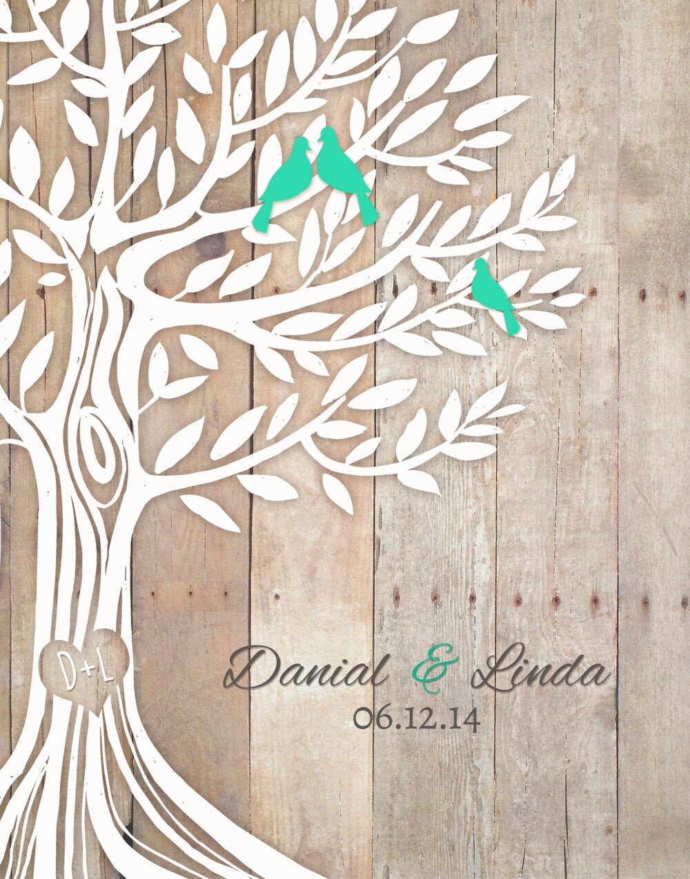 Printable Love Tree With Baby Birds Wedding Gift | Etsy