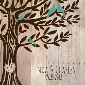 Printable Love Tree With Baby Birds Wedding Gift Engagement Gift ...