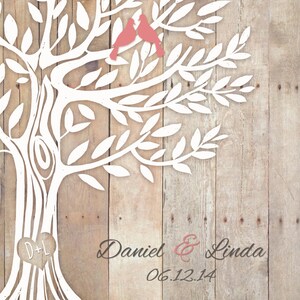 Printable Personalized Wedding Engagement Gift, Love Birds in Tree ...