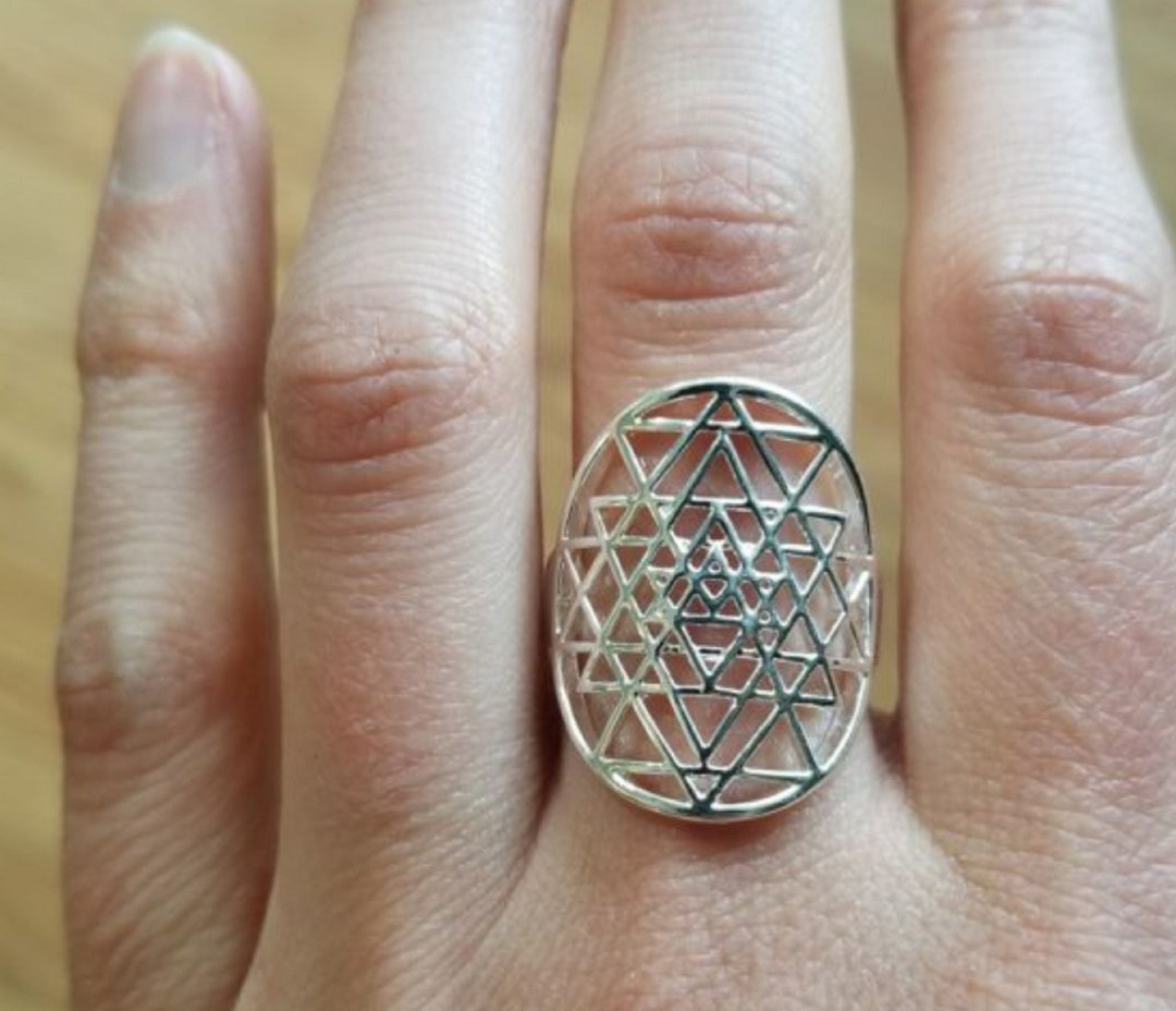 Sri Yantra Mandala Sacred Geometry Ring Adjustable - Etsy