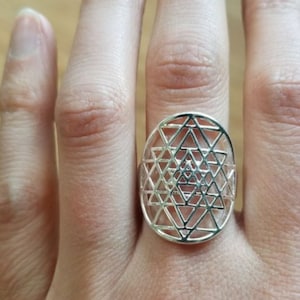 Sri Yantra Mandala Sacred Geometry Ring Adjustable