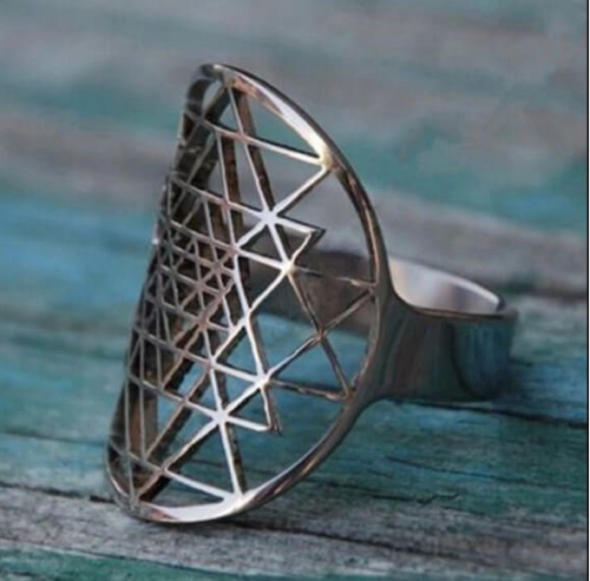 Sri Yantra Mandala Sacred Geometry Ring Adjustable - Etsy