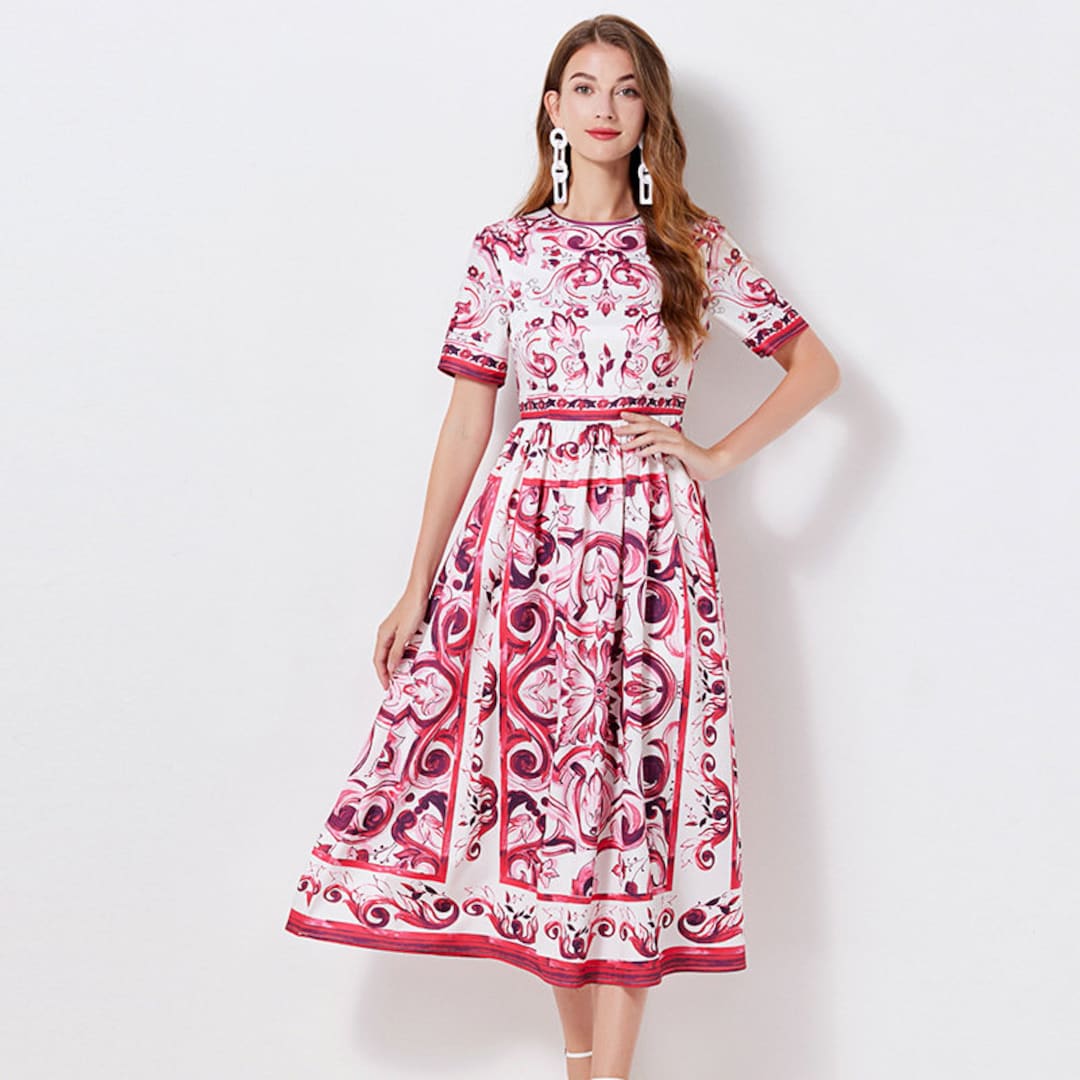 Porcelain Print Dressfloral Printed Dress Summer Dress Etsy Australia