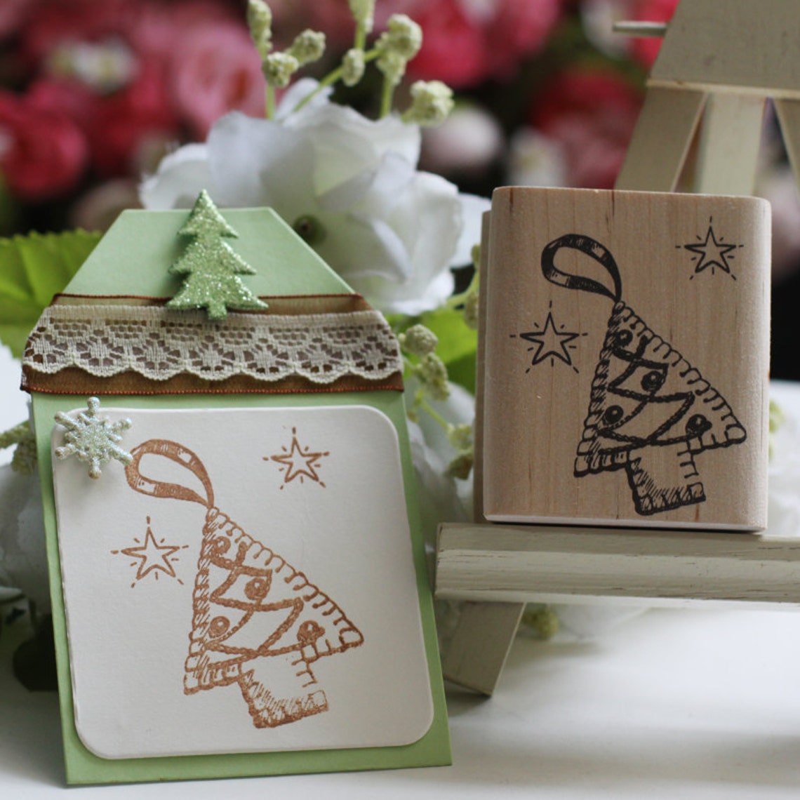 Christmas Tree rubber stampmerry christmas stamp art Etsy