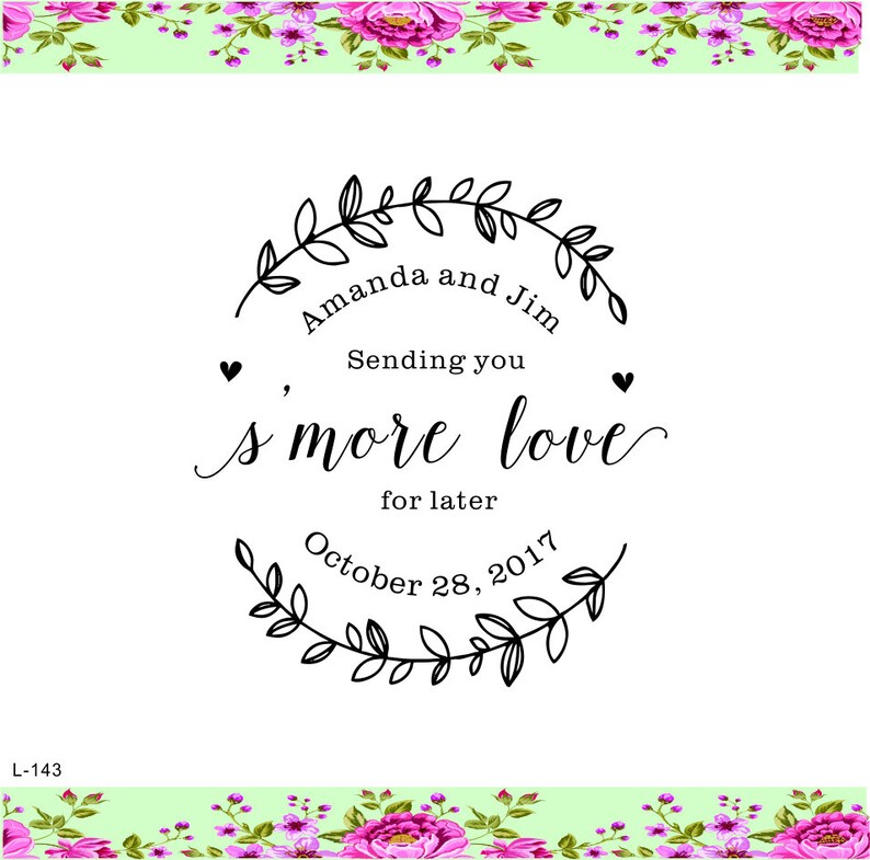 Smore Love stamp Sending You Smore Love calligraphy stamp-Custom Wedding Stamp with Wreath-Bridal Shower