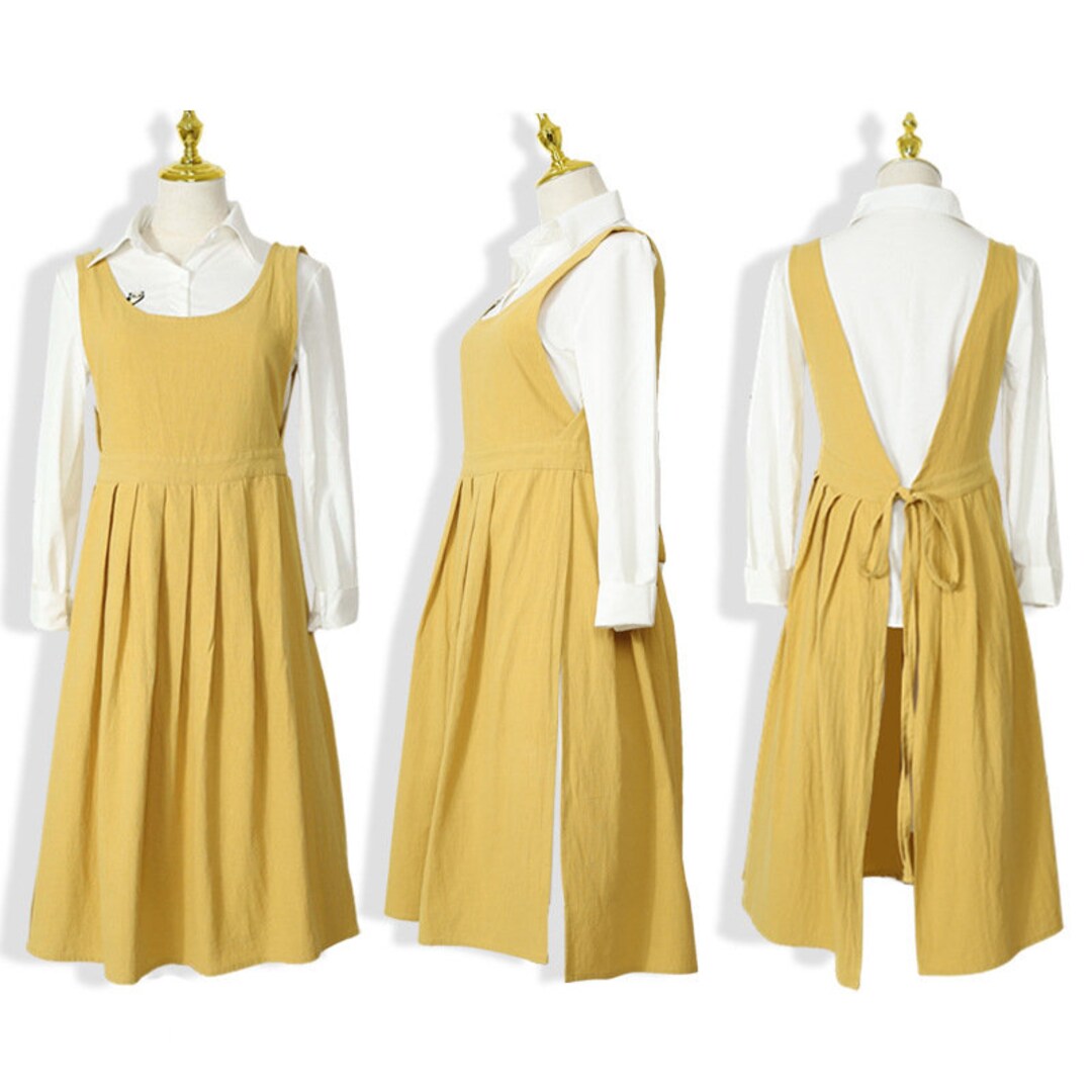 4 Colors Pinafore Apron Dress With Doubleslit Vintage Style Etsy