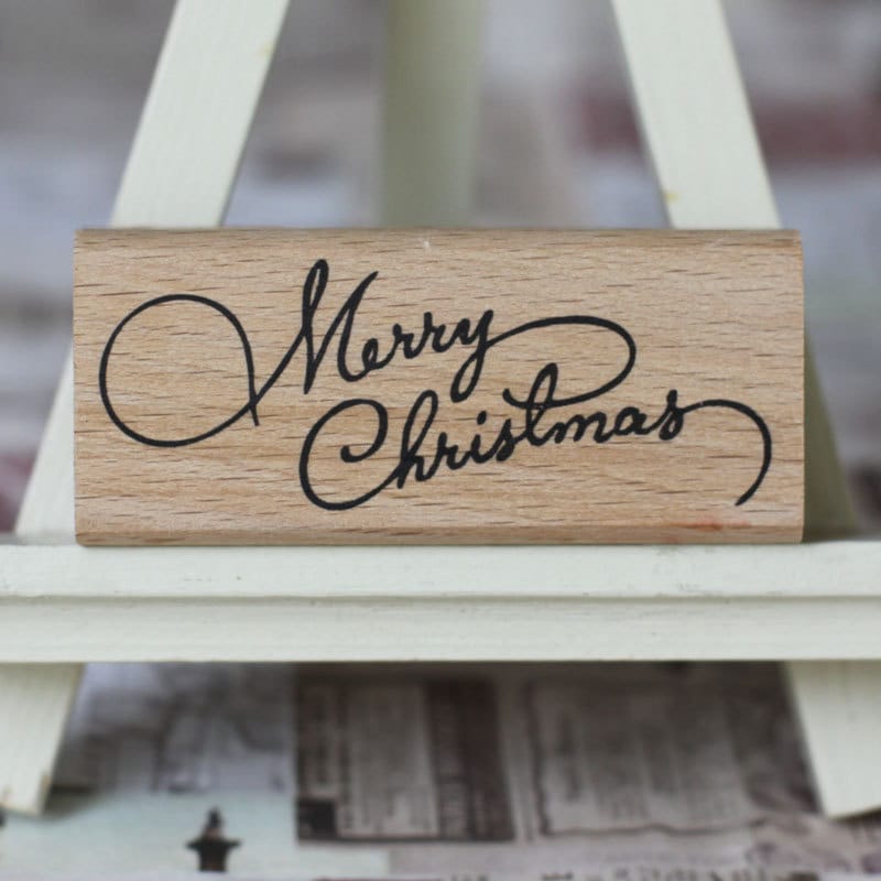 Merry Christmas rubber stampsCard Making Stampcursive Etsy