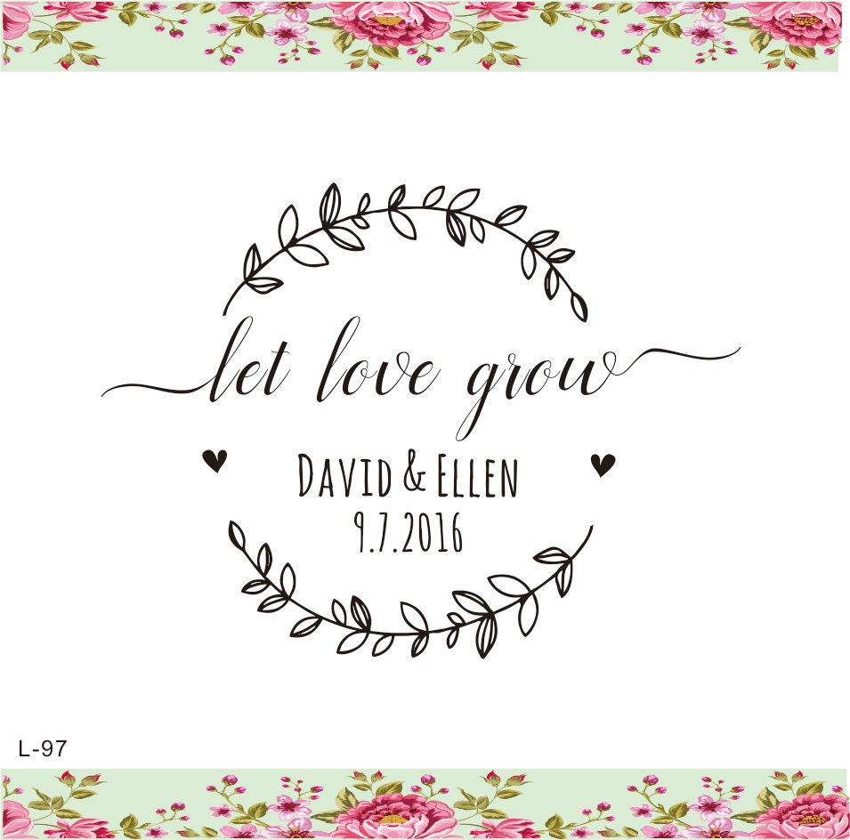 let love grow stamp-Custom LET LOVE GROW stamp, wedding favor ，wreath…