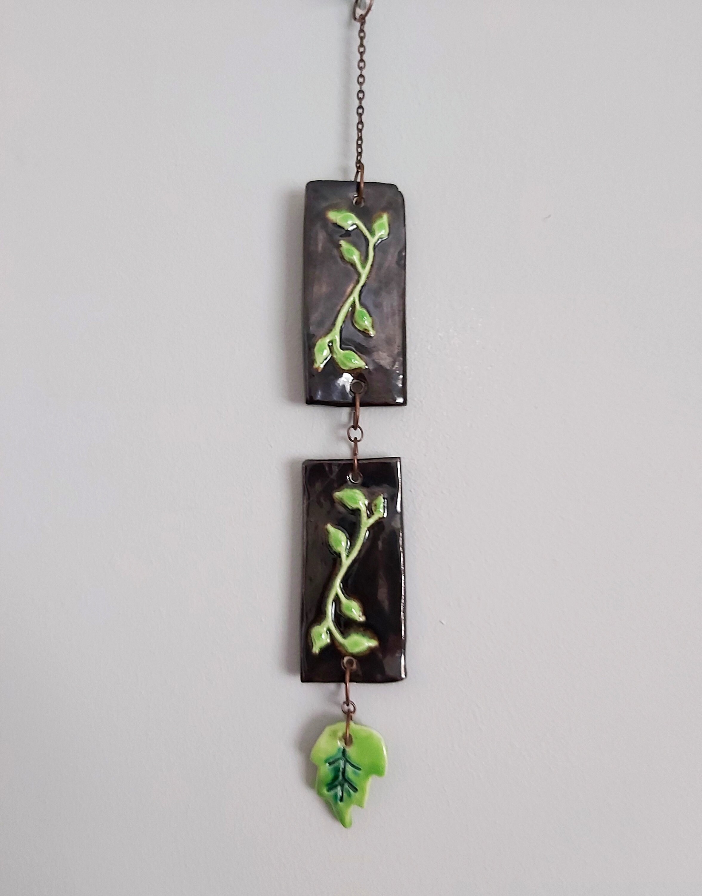 WANDBEHANG Keramik Wandbehang mit aufgedruckten Blättern | Etsy