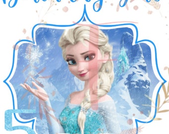 Frozen Elsa Birthday Girl 5 Cinq Sublimation PNG JPEG Digital