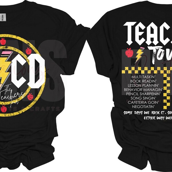 The Teacher Tour PNG Digital File Download Distressed Black White ABCD