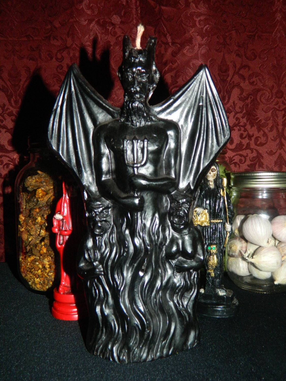 Black Winged Devil Candle 9 Tall Etsy