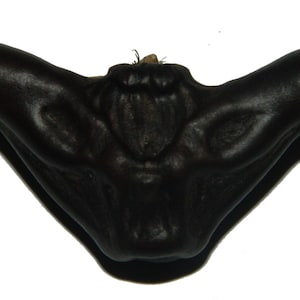 May include: A black water chestnut, also known as a Chinese water chestnut, with a unique, distinctive shape. The vegetable has two long, curved lobes that resemble horns, and a central, rounded body.