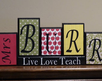Music Teacher Gift Piano Teacher Custom Teacher Name Block Etsy
